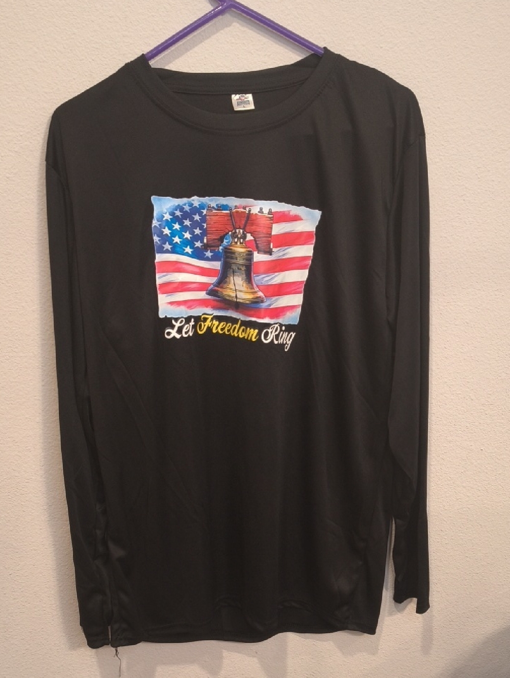 Black Long-Sleeve 'Let Freedom Ring' Graphic Tee Large